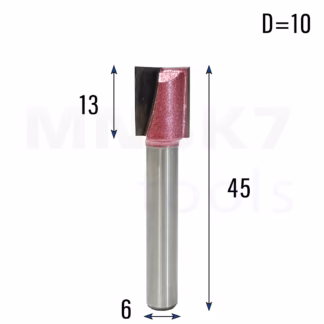 Frez prosty do drewna 2P | trzpień 6mm | fi 10 x 13 x 45 | VHM
