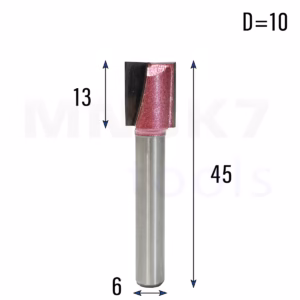 Frez prosty do drewna 2P | trzpień 6mm | fi 10 x 13 x 45 | VHM