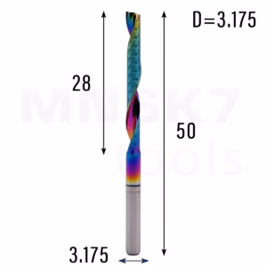 Frez jednopiórowy do aluminium 1P | fi 3.175 x 28 x 50 | CNC VHM HRC 55 | DLC