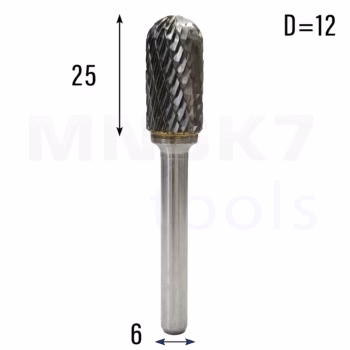 Frez pilnik obrotowy do metalu | 6 mm * 12 mm | VHM HRC 65 | Typ C