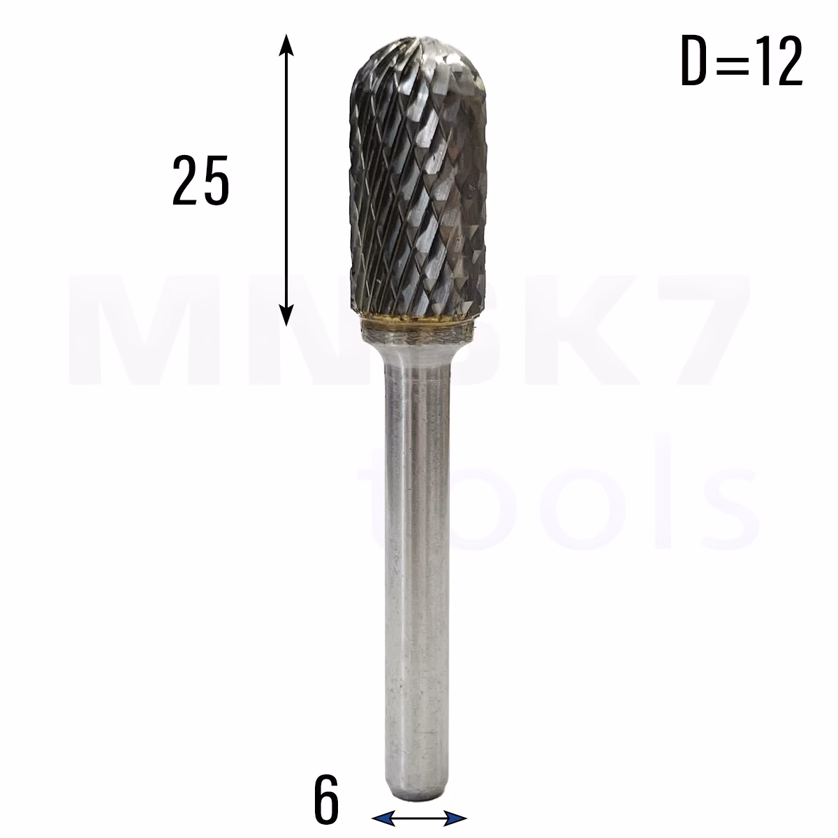 Frez pilnik obrotowy do metalu | 6 mm * 12 mm | VHM HRC 65 | Typ C