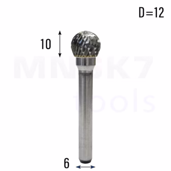 Frez pilnik obrotowy do metalu | 6 mm * 12 mm | VHM HRC 65 | Typ D