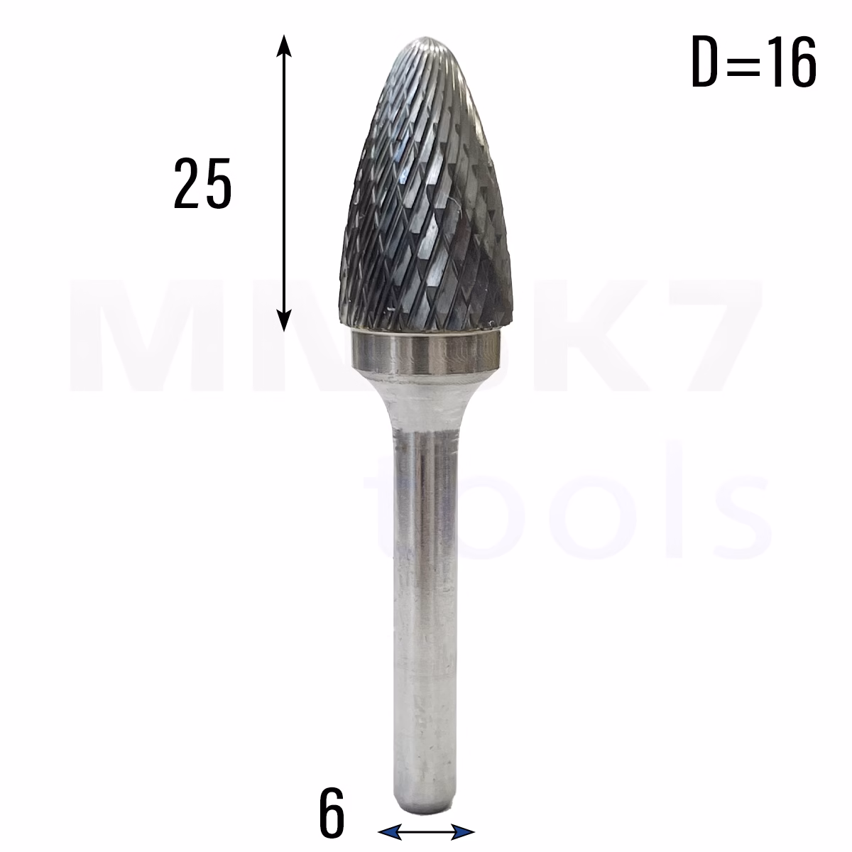 Frez pilnik obrotowy do metalu | 6 mm * 16 mm | VHM HRC 65 | Typ F
