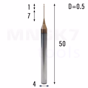 Frez palcowy mikro do metalu 2P | fi 0.5 mm * 50 mm | CNC VHM HRC 55