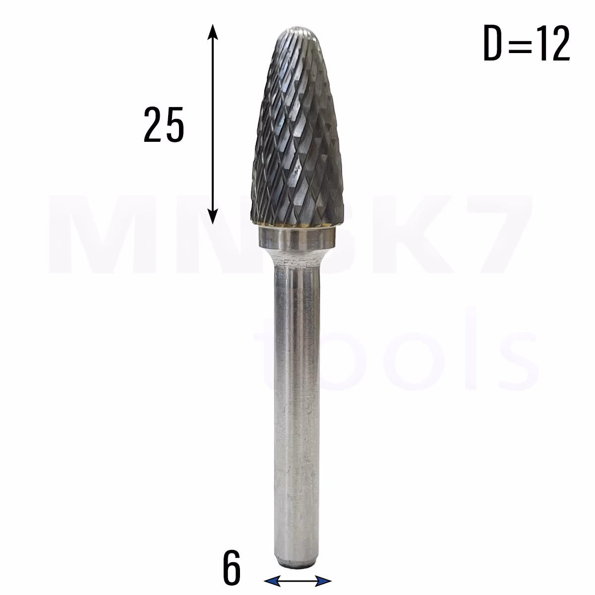 Frez pilnik obrotowy do metalu | 6 mm * 12 mm | VHM HRC 65 | Typ F