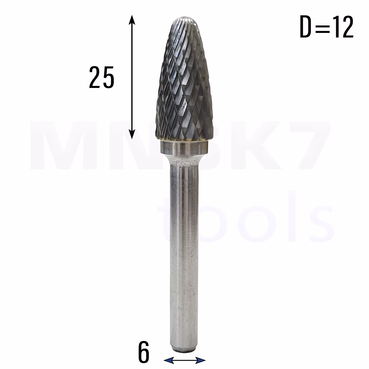 Frez pilnik obrotowy do metalu | 6 mm * 12 mm | VHM HRC 65 | Typ F