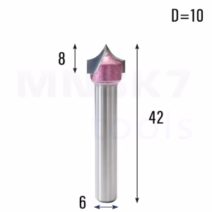 Frez z rowkiem typu V do drewna | trzpień 6 mm | fi 10 x 8 | VHM | CNC