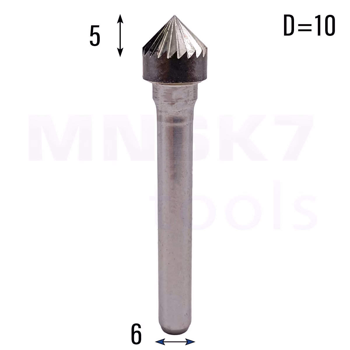 Frez pilnik obrotowy pogłębiacz do metalu | 6 mm * 10 mm | VHM HRC 65 | Typ K