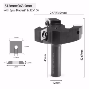 Frez do planowania drewna z wymiennymi płytkami | fi 63.5 mm x 12 mm | 3P