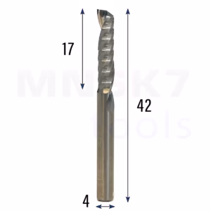 Frez uniwersalny jednopiórowy 1P | fi 4 x 17 x 42 | VHM CNC | Polerowany