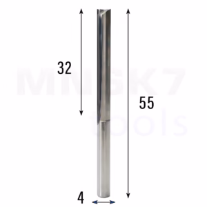 Frez prosty do drewna 2P | fi 4 mm x 32 mm x 55 mm | CNC VHM