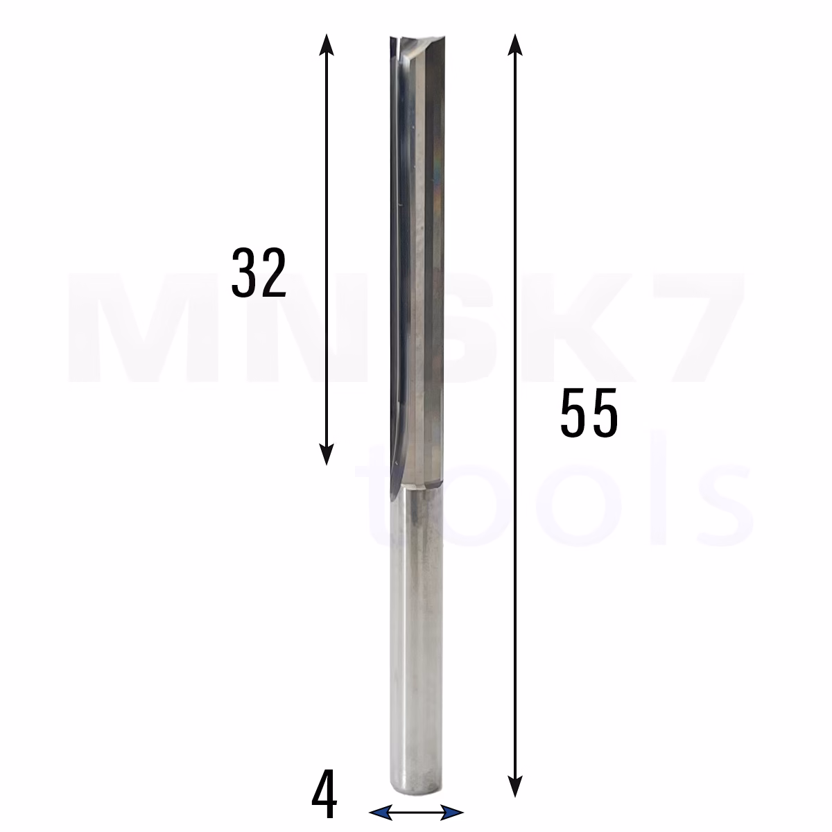 Frez prosty do drewna 2P | fi 4 mm x 32 mm x 55 mm | CNC VHM