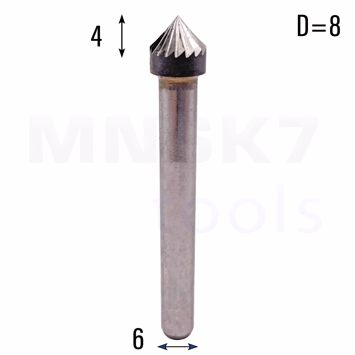Frez pilnik obrotowy pogłębiacz do metalu | 6 mm * 8 mm | VHM HRC 65 | Typ K