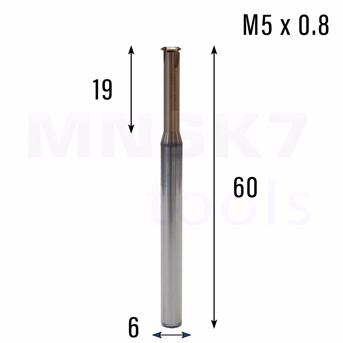 Frez do gwintowania stali UNC | M5 x 0.8 | CNC VHM HRC 60