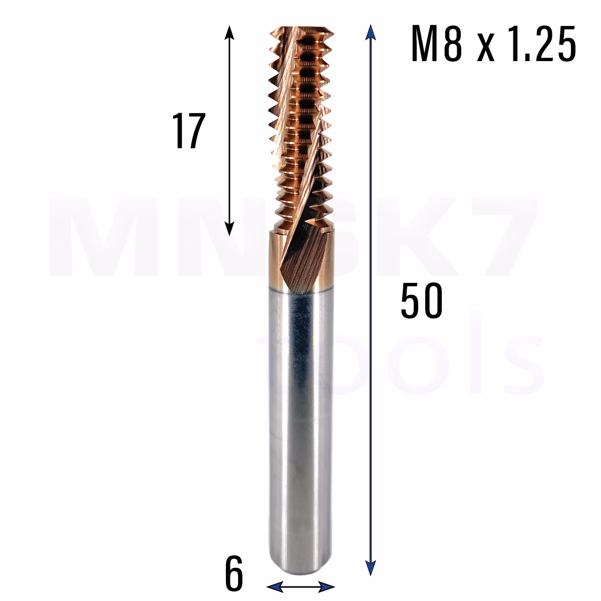 Frez do gwintowania stali UNC | M8 x 1.25 | CNC VHM HRC 65