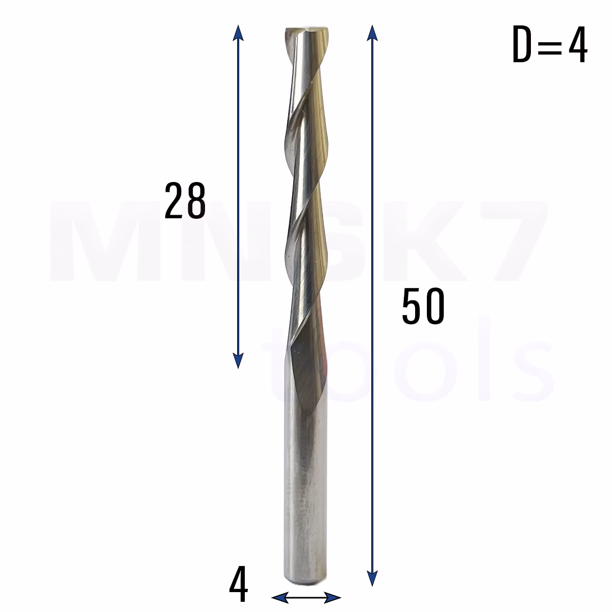 Frez uniwersalny dwupiórowy 2P | fi 4 x 28 x 50 | VHM CNC