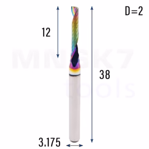 Frez jednopiórowy do aluminium 1P | fi 2.0 x 12 x 38 | CNC VHM HRC 55 | DLC