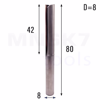 Frez prosty do drewna 2P | fi 8 mm x 42 mm x 80 mm | CNC VHM