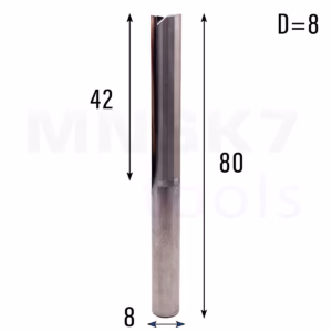 Frez prosty do drewna 2P | fi 8 mm x 42 mm x 80 mm | CNC VHM
