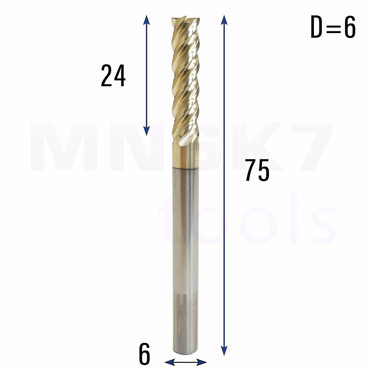 Frez palcowy do metalu 4P | fi 6 mm * 75 mm | CNC VHM HRC 65