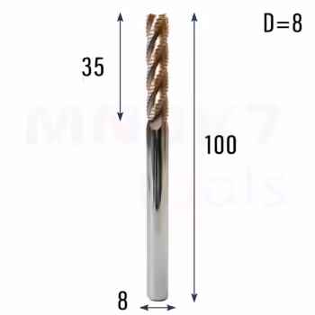 Frez do metalu spiralny CNC 4F 8*8*35*100 (HUHAO)