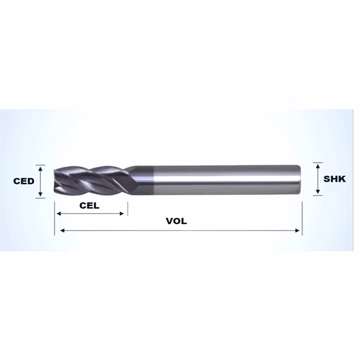 Frez palcowy do metalu 4P | fi 8 mm * 100 mm | CNC VHM HRC 45 - obrazek 2