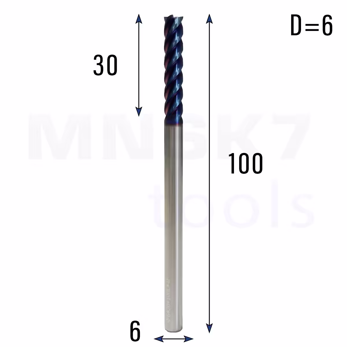 Frez palcowy do metalu 4P | fi 6 mm * 100 mm | CNC VHM HRC 65