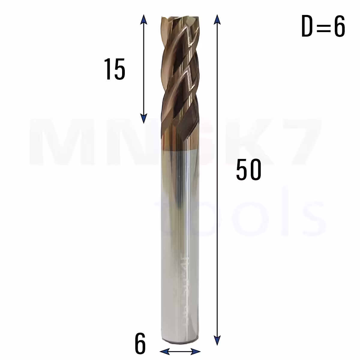 Frez palcowy do metalu 4P | fi 6 mm * 50 mm | CNC VHM HRC 55