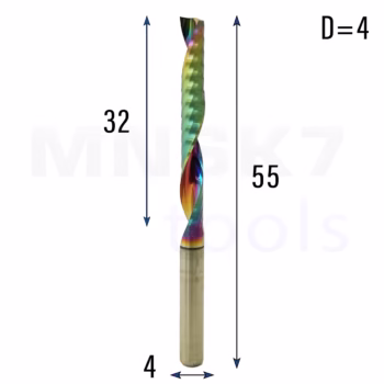 Frez palcowy do PVC 1P | fi 4 mm x 55 mm | CNC VHM HRC60 | polerowany DLC