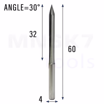 Frez grawer 2P | trzpień 4 mm | fi 0,5 x 32 x 60 | 30 stopni | VHM CNC