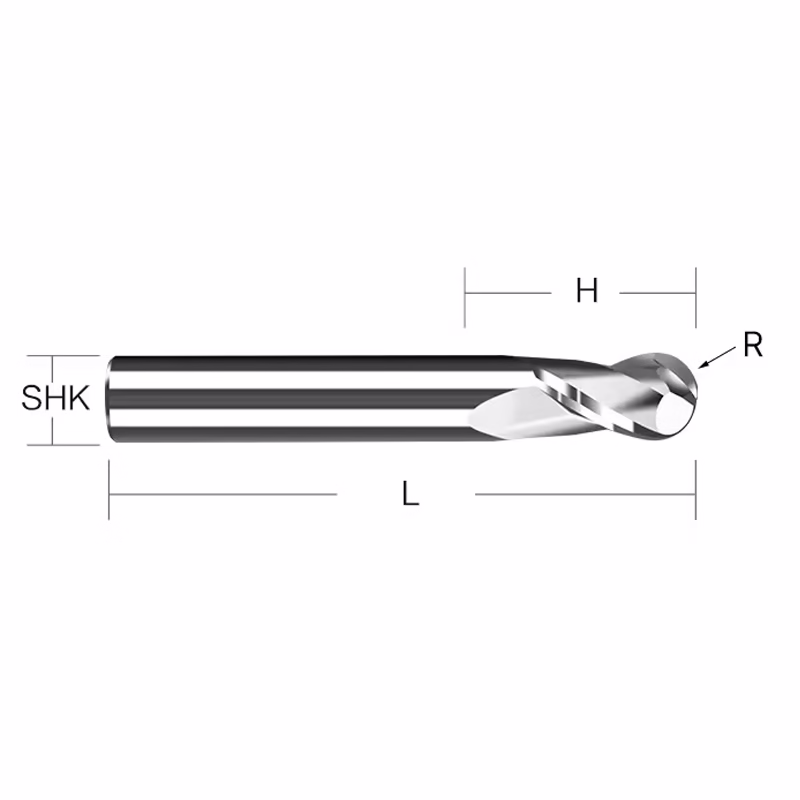 Frez kulowy 3D 2P | trzpień 4 mm | fi 4 x 6 x 50 | R2 | HRC55 | VHM CNC - obrazek 2
