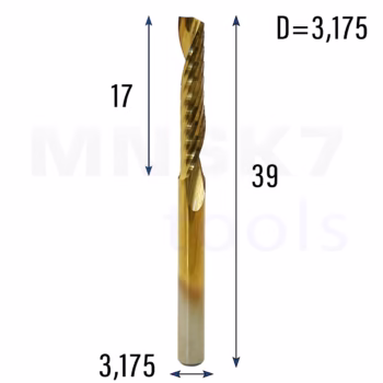 Frez spiralny CNC 1F 3,175*3,175*17*39 AlTiN (HUHAO)