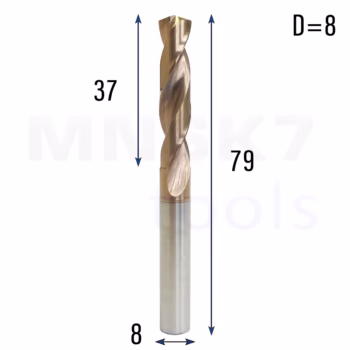 Frez wiertło CNC | fi 8 mm x 8 mm x 79 mm | VHM HRC65 | TiSiN
