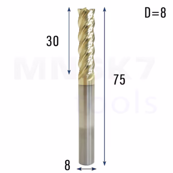 Frez palcowy do metalu 4P | fi 8 mm * 75 mm | CNC VHM HRC 65