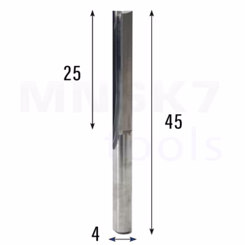 Frez prosty do drewna 2P | fi 4 mm x 25 mm x 45 mm | CNC VHM