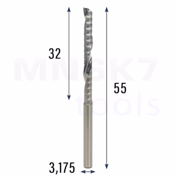 Frez uniwersalny jednopiórowy 1P | fi 3.175 x 32 x 55 | VHM CNC | Polerowany