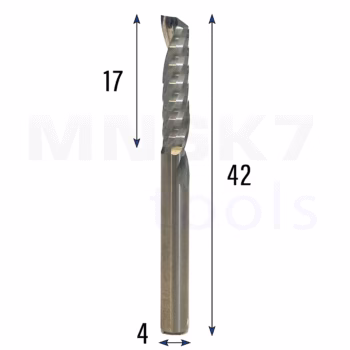 Frez uniwersalny jednopiórowy 1P | fi 4 x 17 x 42 | VHM CNC | Polerowany
