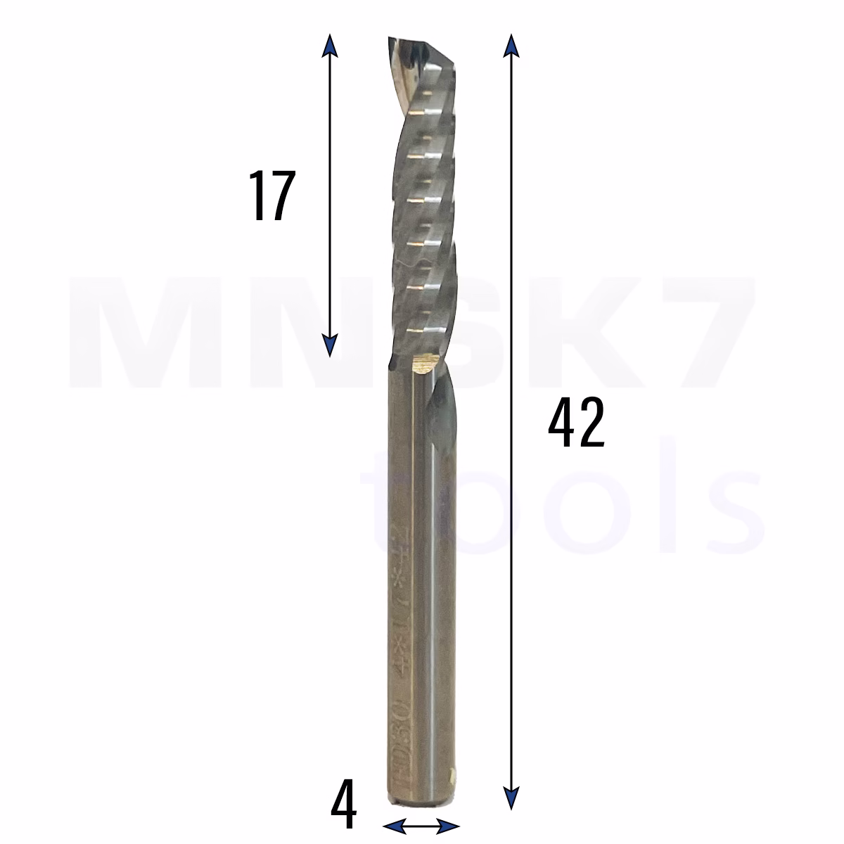 Frez uniwersalny jednopiórowy 1P | fi 4 x 17 x 42 | VHM CNC | Polerowany