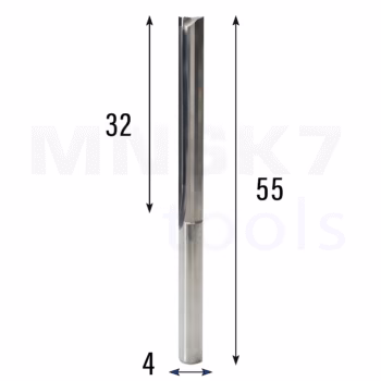 Frez prosty do drewna 2P | fi 4 mm x 32 mm x 55 mm | CNC VHM