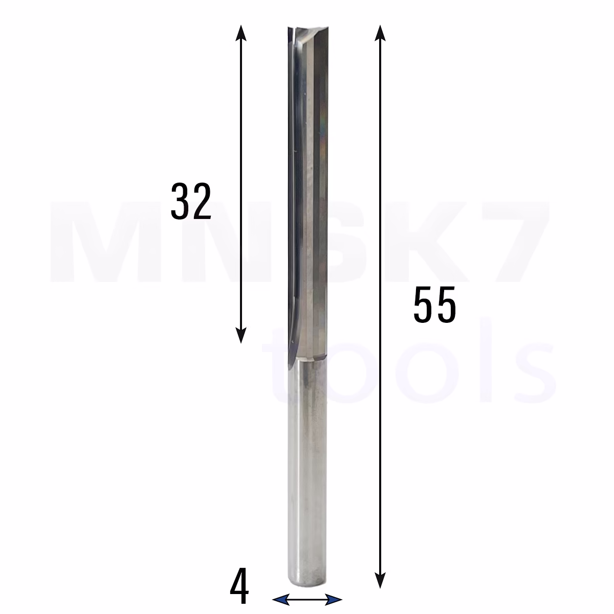 Frez prosty do drewna 2P | fi 4 mm x 32 mm x 55 mm | CNC VHM