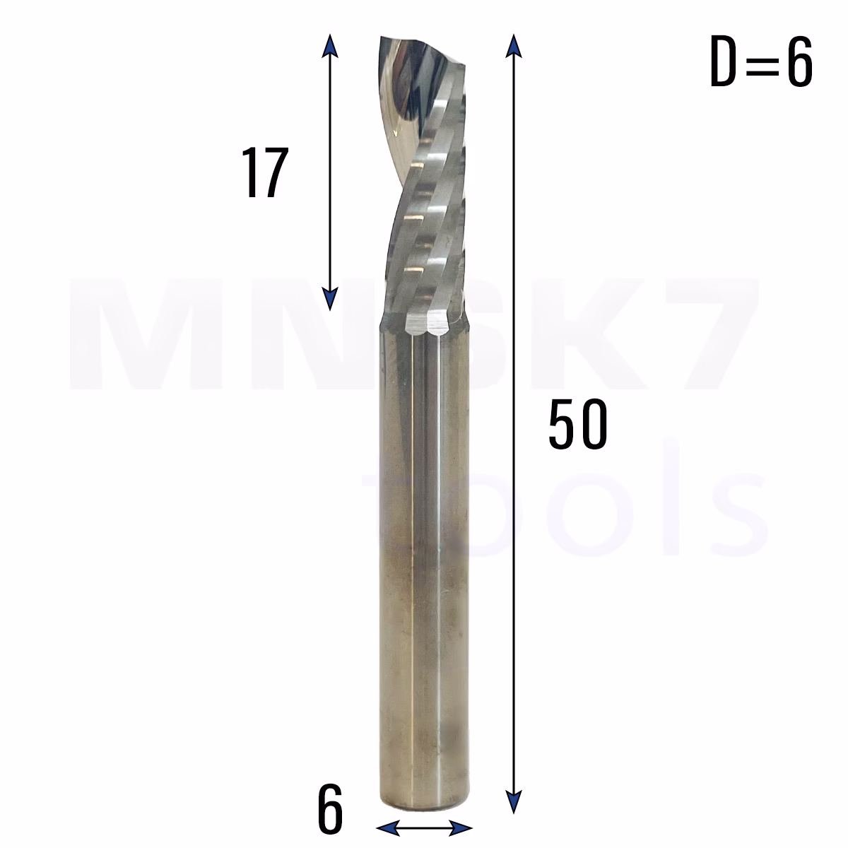Frez uniwersalny jednopiórowy 1P | fi 6 x 17 x 50 | VHM CNC | Polerowany