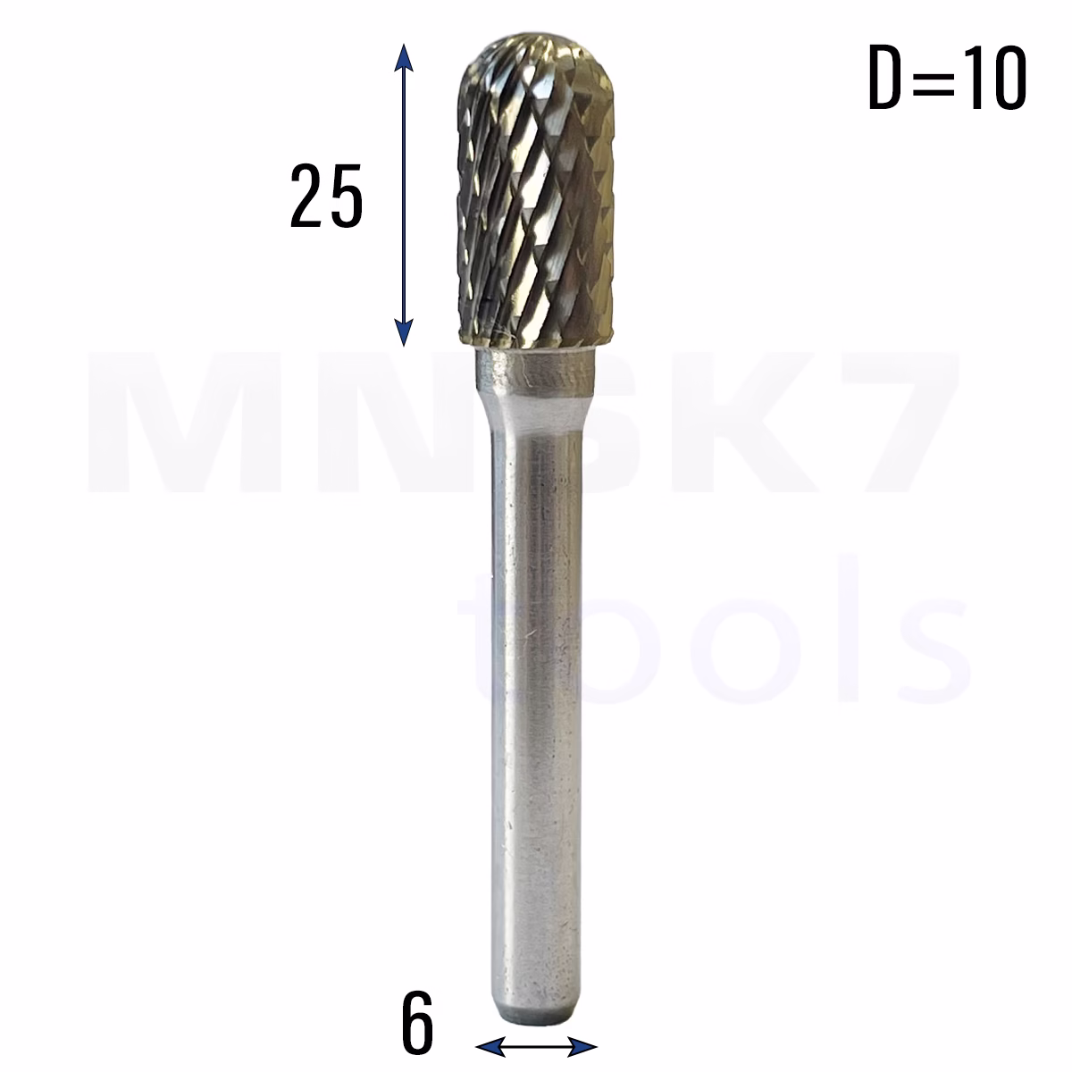 Frez pilnik obrotowy do metalu | 6 mm * 10 mm | VHM HRC 65 | Typ C