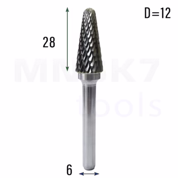 Frez pilnik obrotowy do metalu | 6 mm * 12 mm | VHM HRC 65 | Typ L