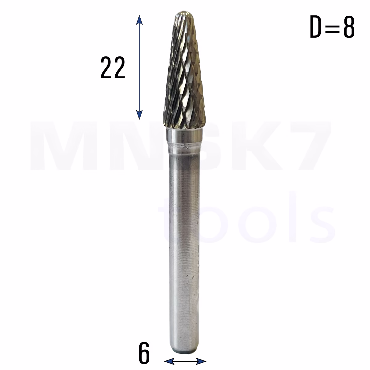 Frez pilnik obrotowy do metalu | 6 mm * 8 mm | VHM HRC 65 | Typ L