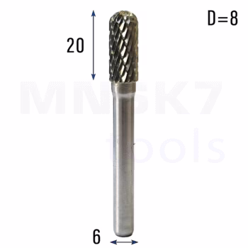 Frez pilnik obrotowy do metalu | 6 mm * 8 mm | VHM HRC 65 | Typ C