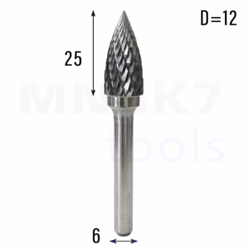Frez pilnik obrotowy do metalu | 6 mm * 12 mm | VHM HRC 65 | Typ G
