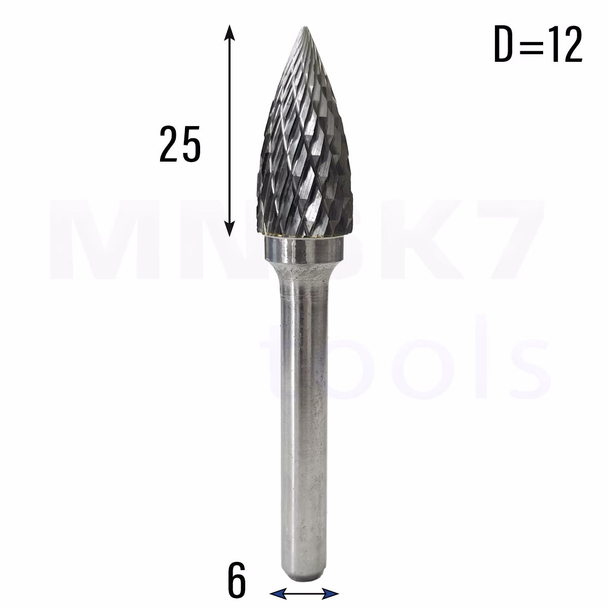 Frez pilnik obrotowy do metalu | 6 mm * 12 mm | VHM HRC 65 | Typ G