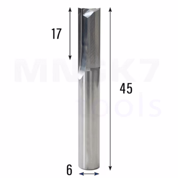 Frez prosty do drewna 2P | fi 6 mm x 17 mm x 45 mm | CNC VHM