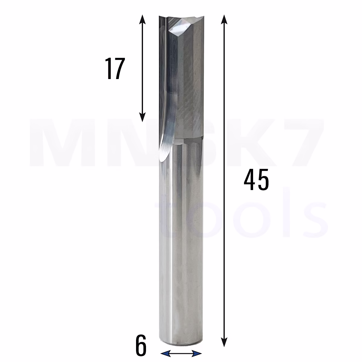 Frez prosty do drewna 2P | fi 6 mm x 17 mm x 45 mm | CNC VHM