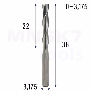 Frez uniwersalny dwupiórowy 2P | fi 3.175 x 22 x 38 | VHM CNC